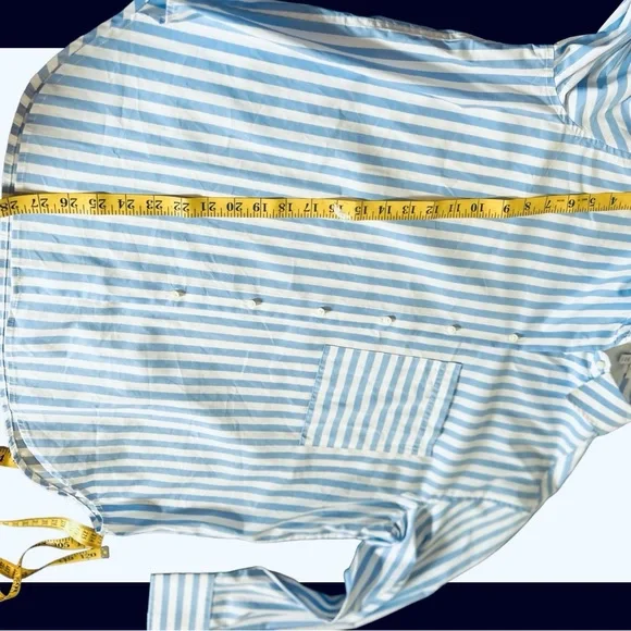 AYR The Deep End Shirt Women’s Blue White Striped Button Up Long Sleeve Small - Picture 6 of 10